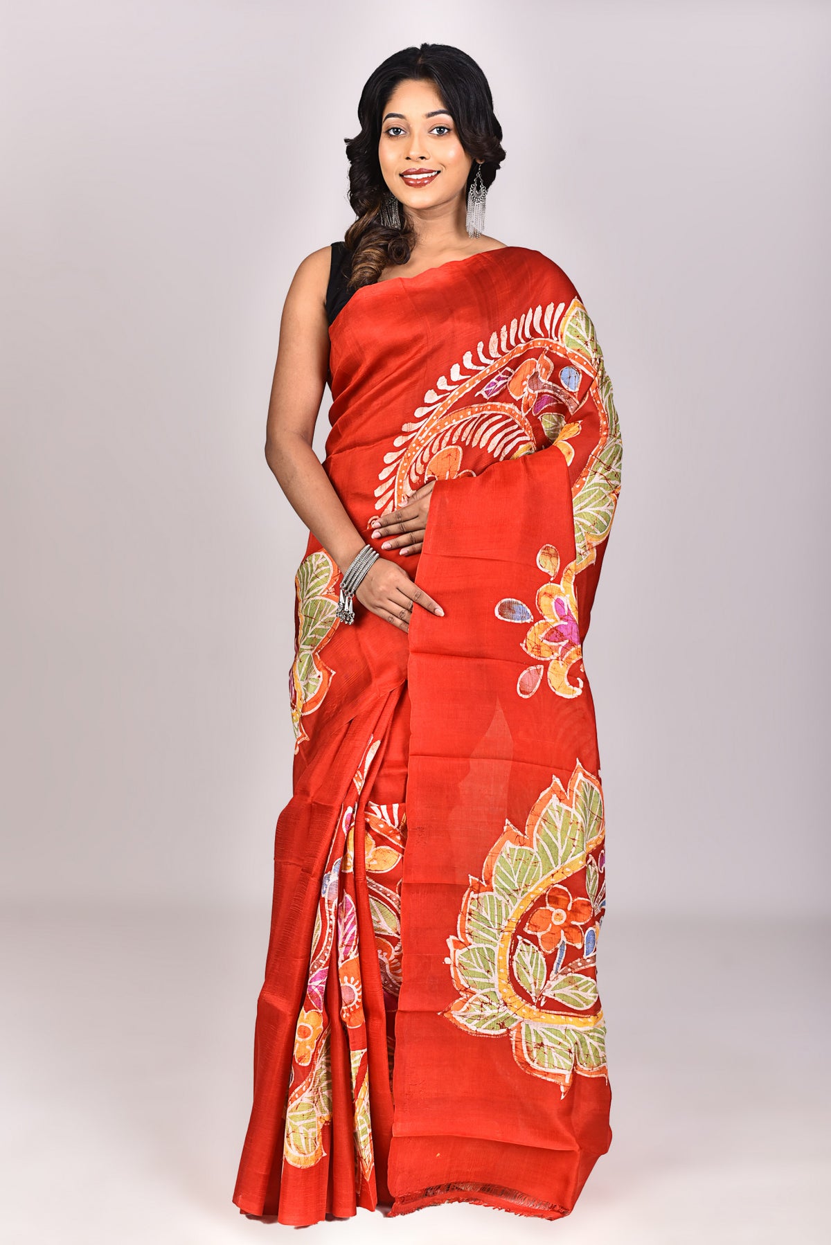 Women's Batik Silk Saree With Blouse Piece