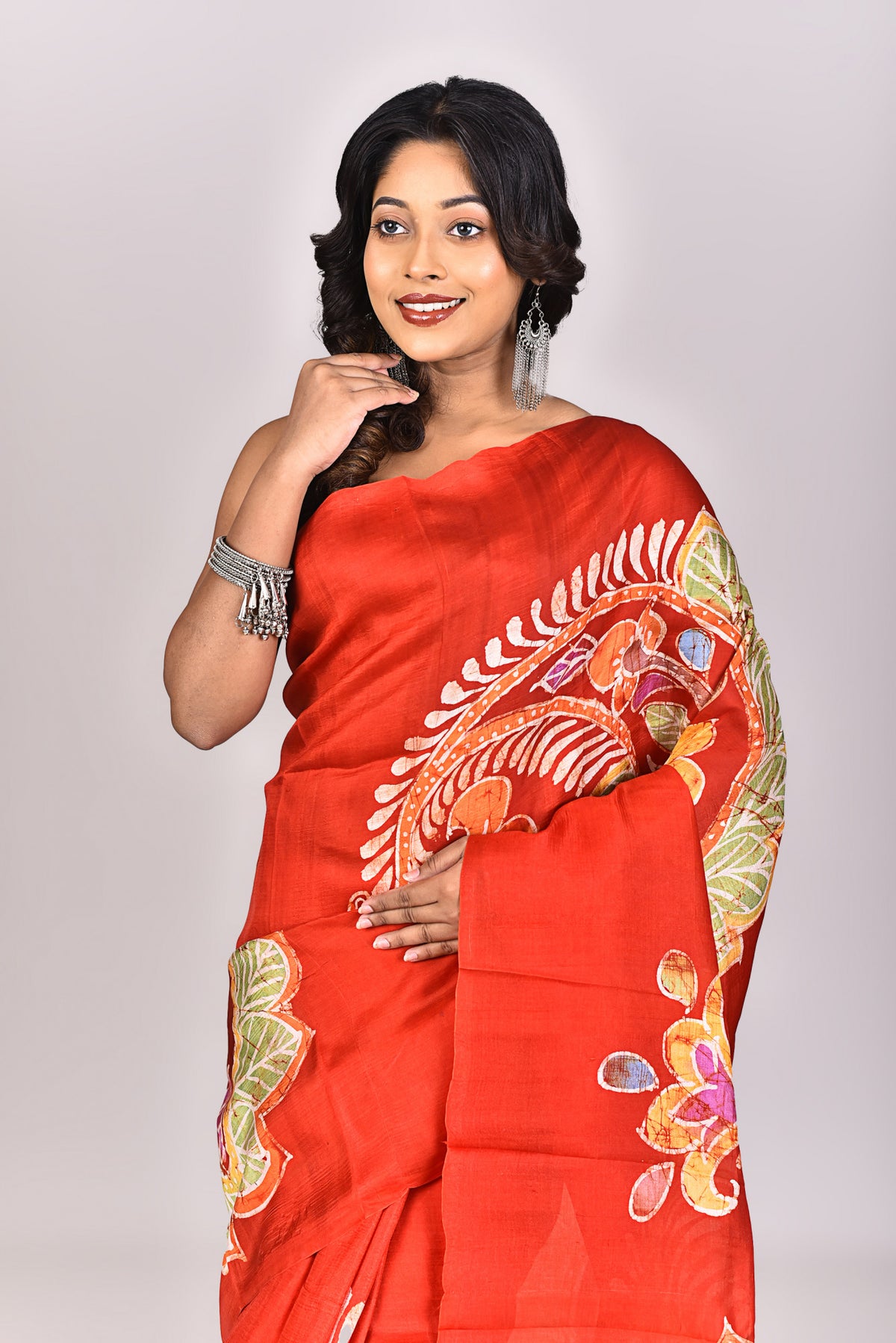 Women's Batik Silk Saree With Blouse Piece