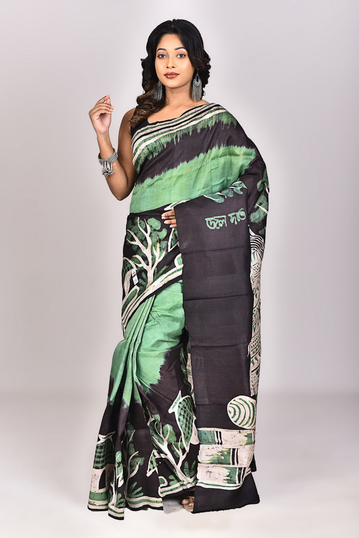 Women's Batik Silk Saree With Blouse Piece