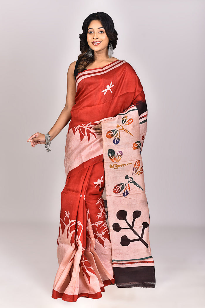 Women's Batik Silk Saree With Blouse Piece