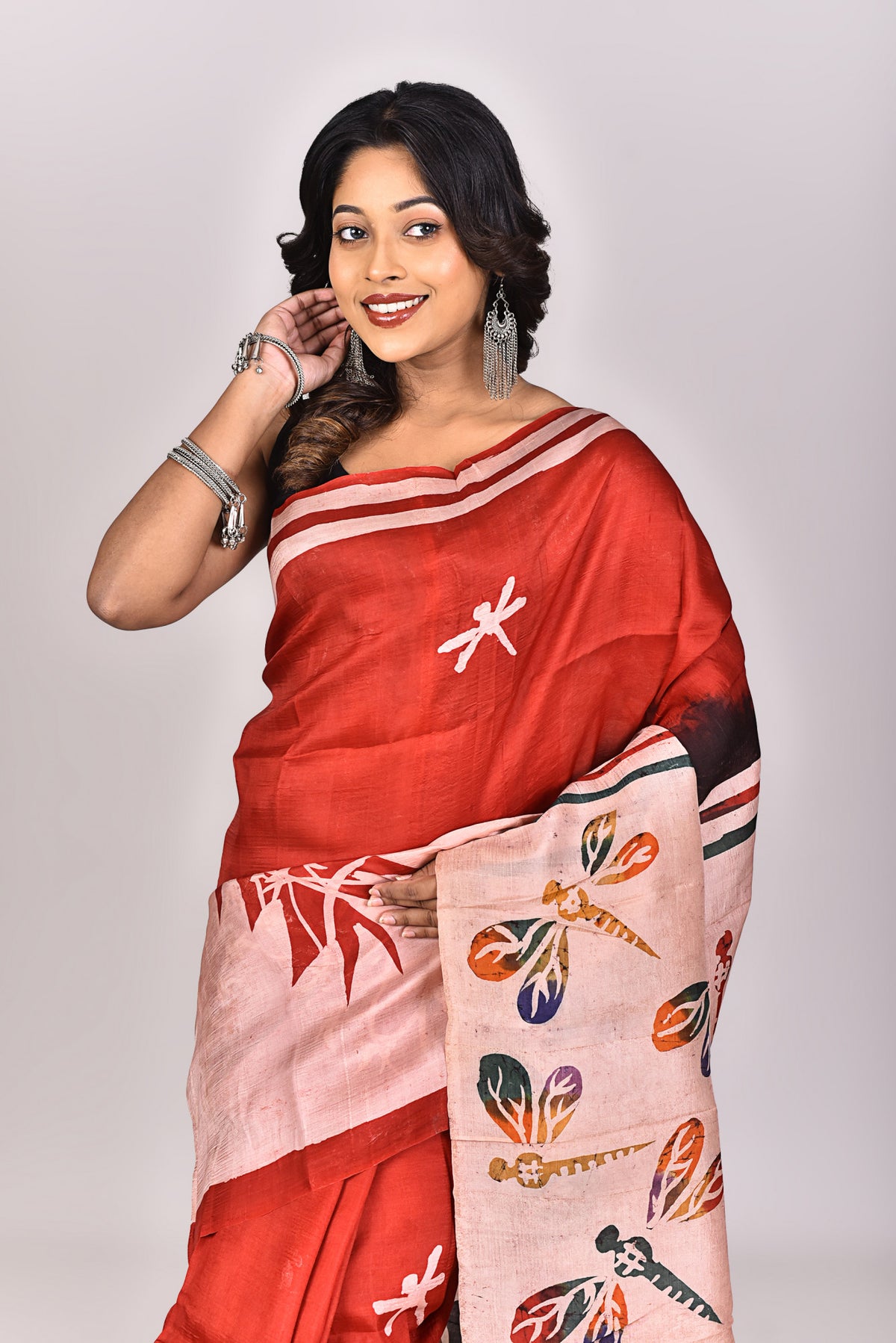Women's Batik Silk Saree With Blouse Piece