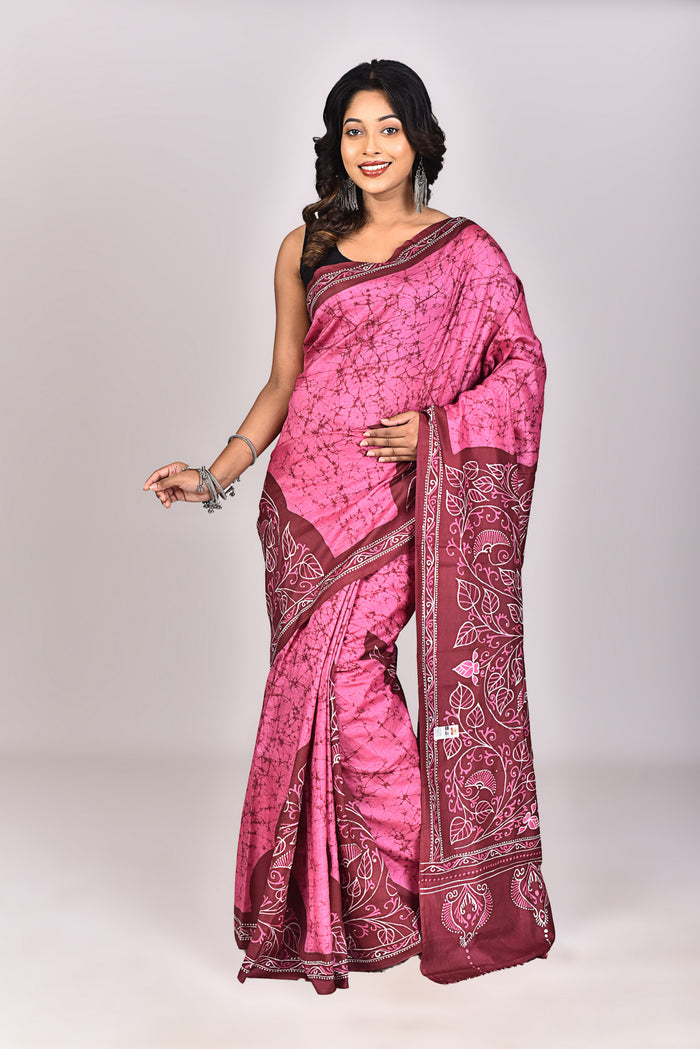 Women's Batik Silk Saree With Blouse Piece