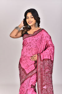 Women's Batik Silk Saree With Blouse Piece
