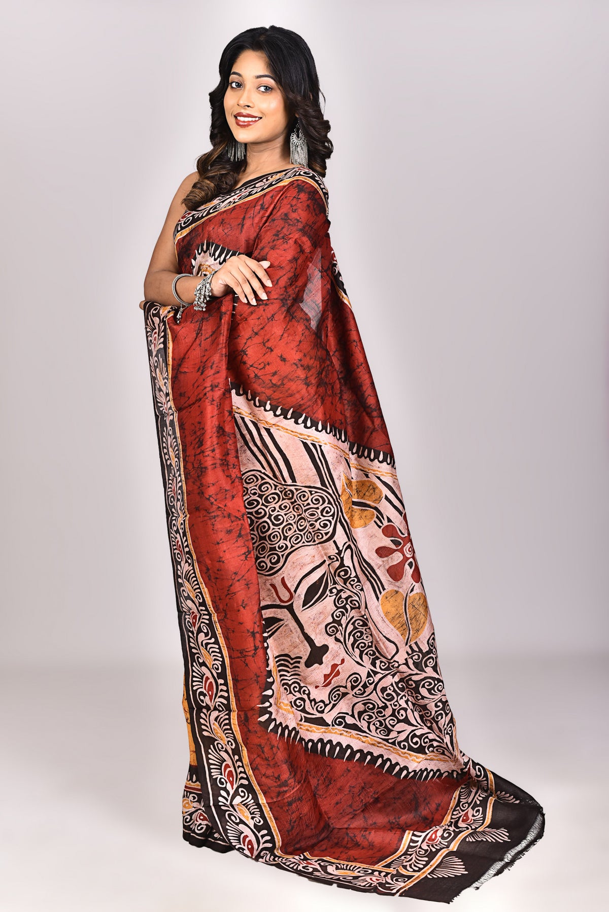 Women's Batik Silk Saree With Blouse Piece