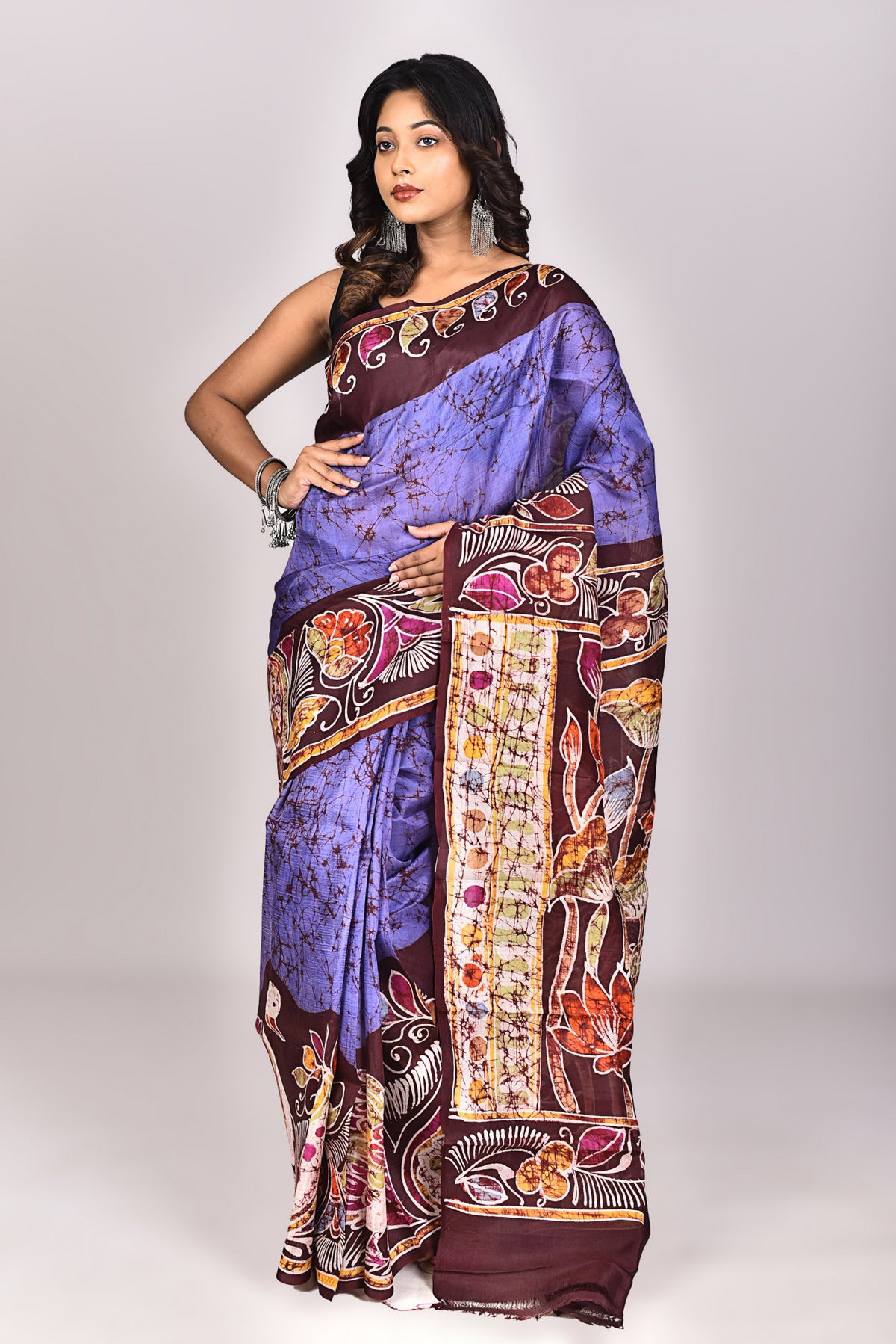 Women's Batik Silk Saree With Blouse Piece