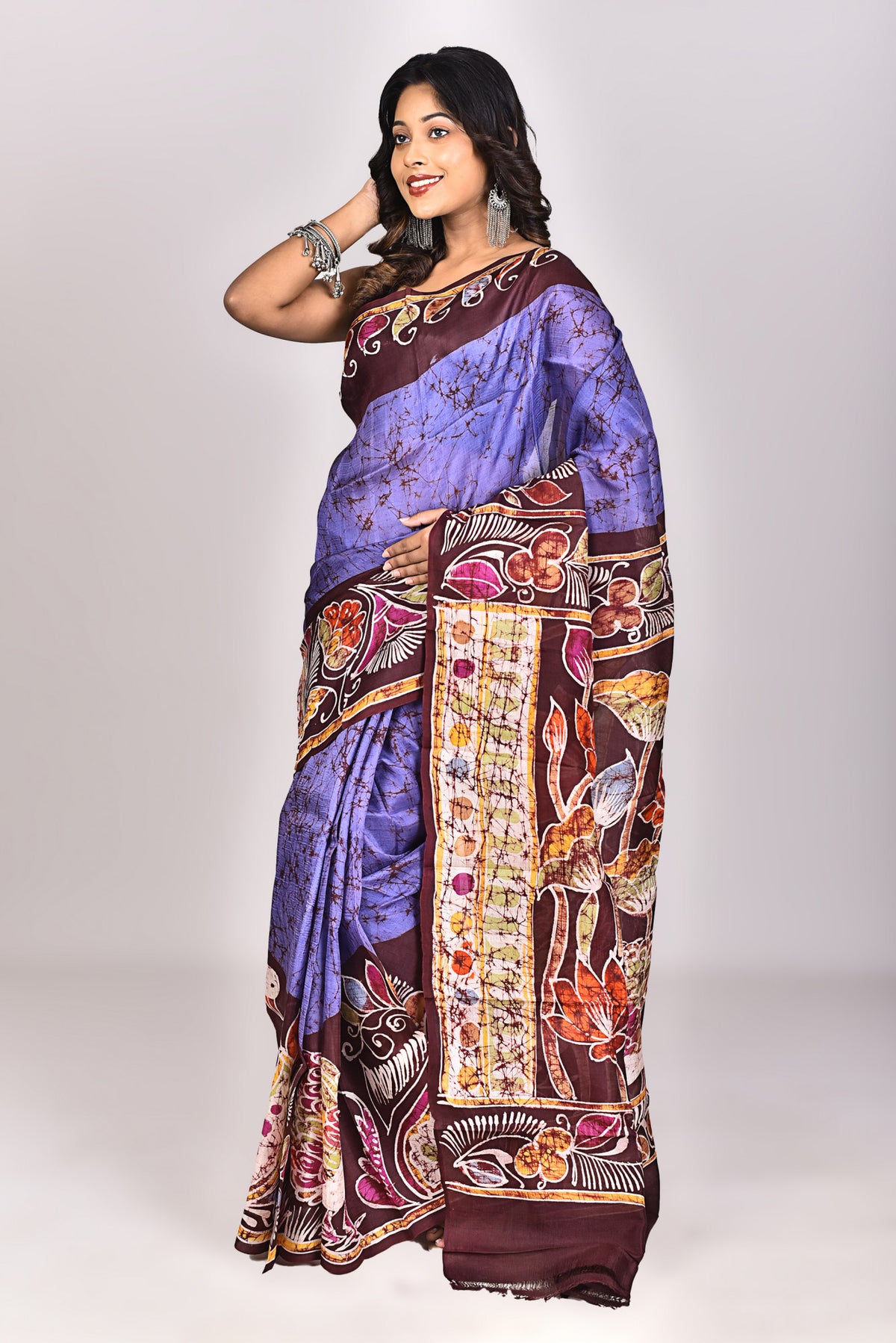 Women's Batik Silk Saree With Blouse Piece