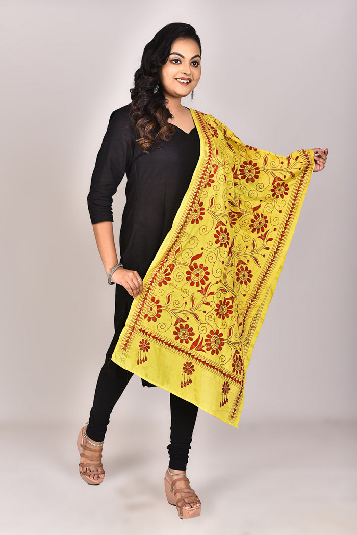 Women's Blended Silk Kantha Dupatta