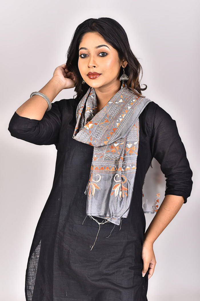 Women's Blended Silk Kantha Dupatta