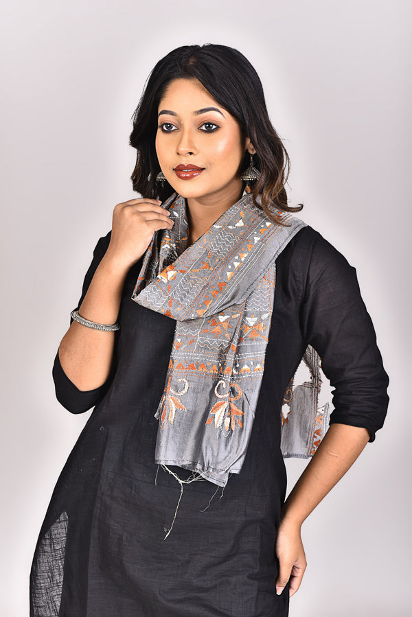 Women's Blended Silk Kantha Dupatta