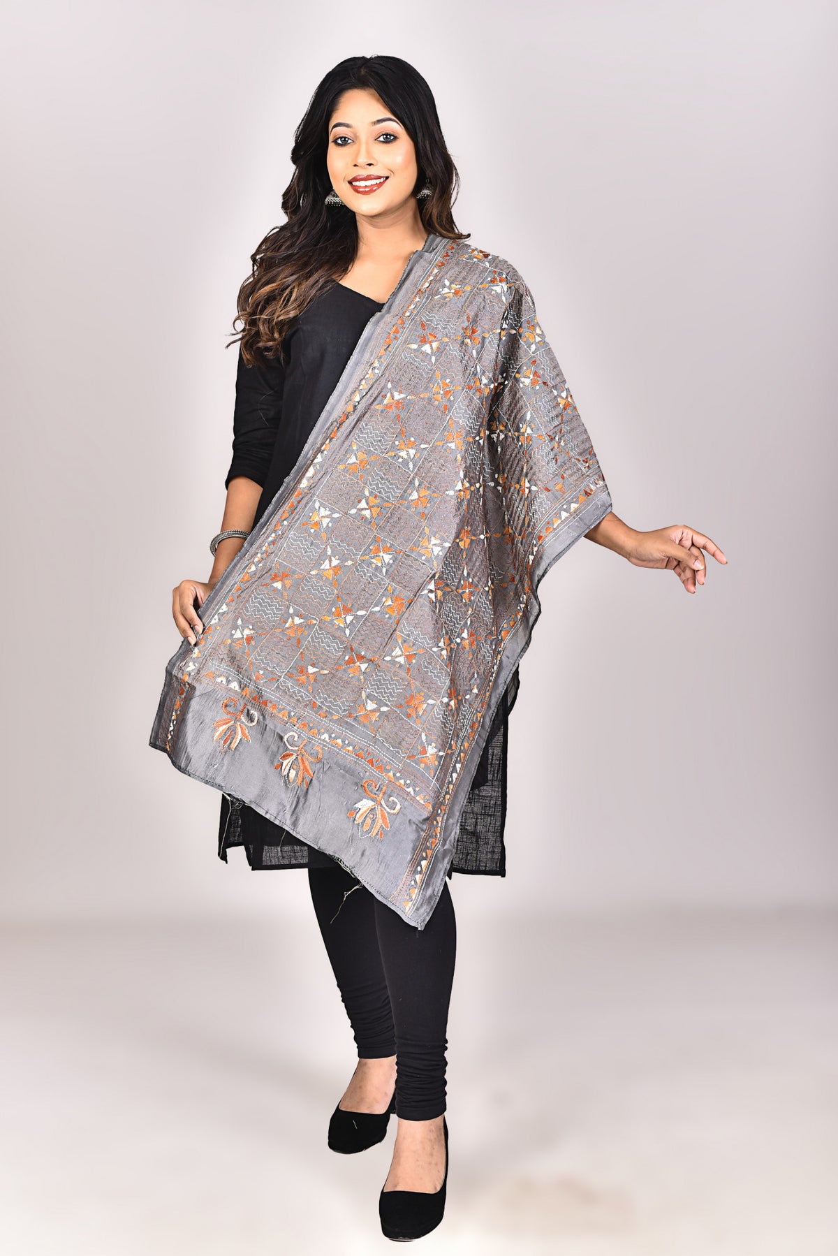 Women's Blended Silk Kantha Dupatta