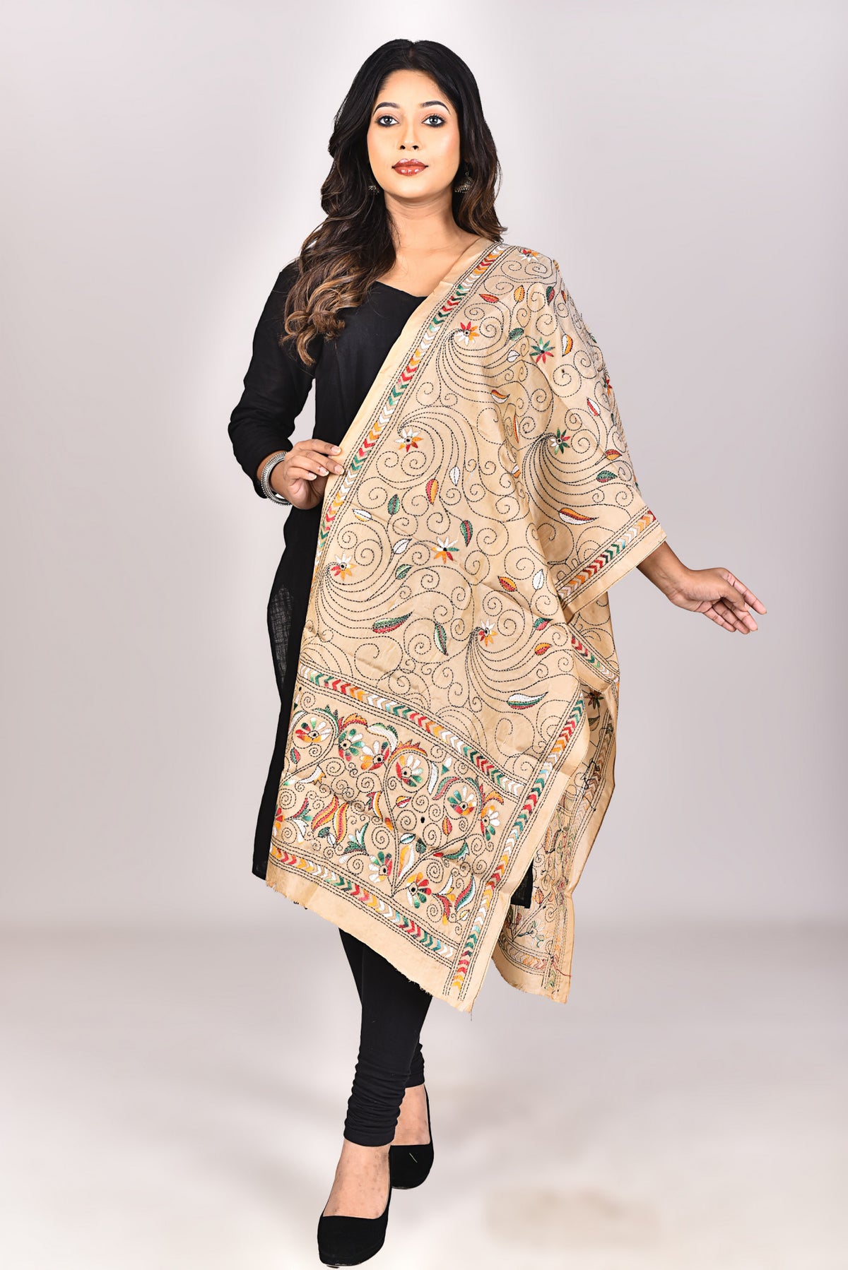 Women's Blended Silk Kantha Dupatta
