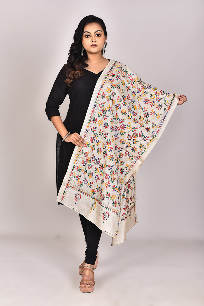 Women's Blended Silk Kantha Dupatta