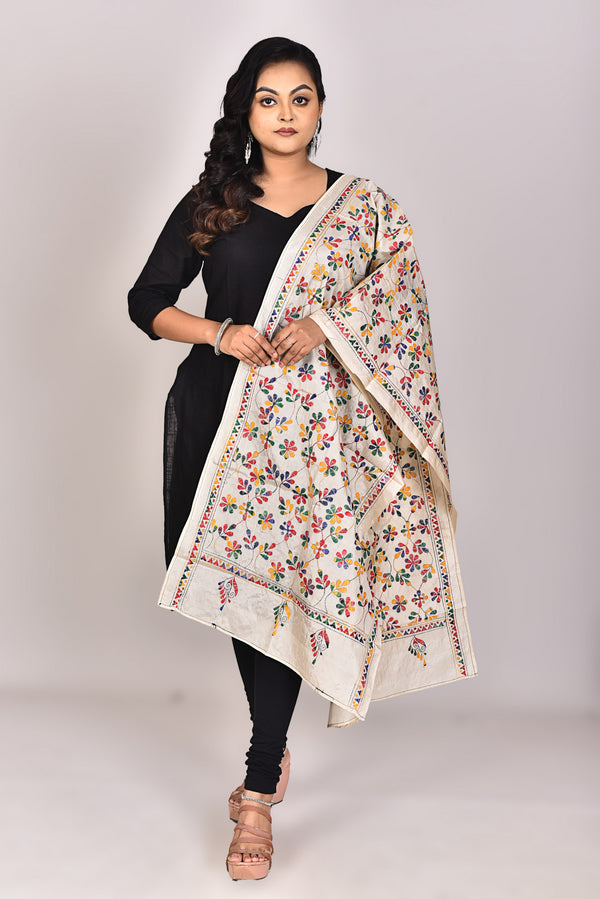 Women's Blended Silk Kantha Dupatta
