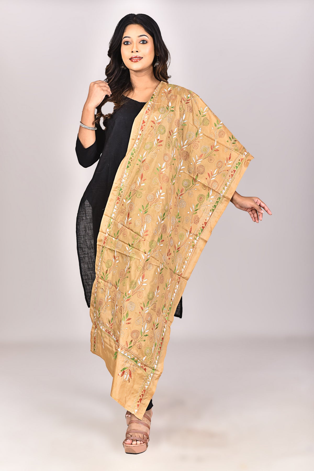 Women's Blended Silk Kantha Dupatta