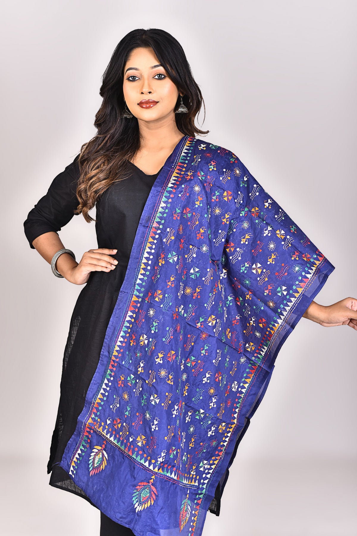 Women's Blended Silk Kantha Dupatta