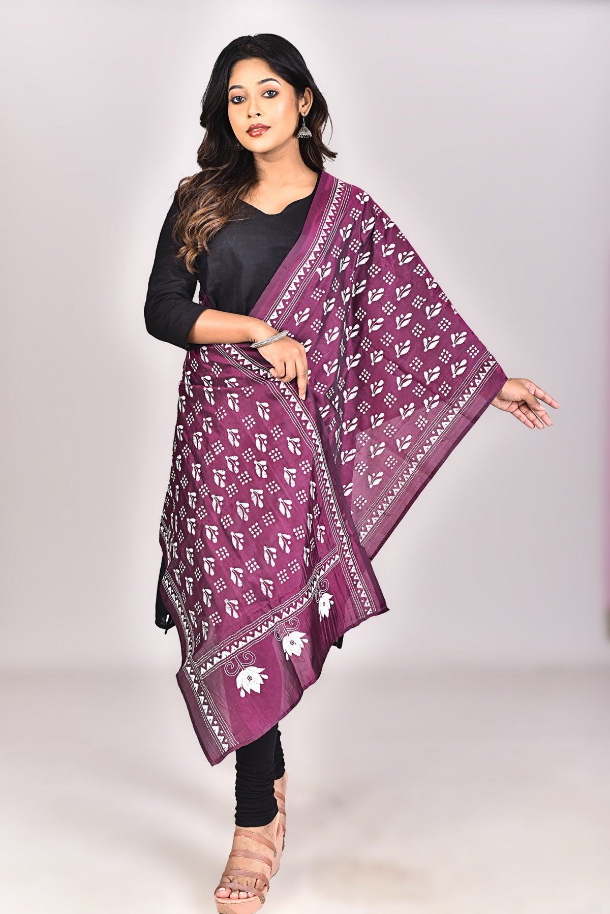 Women's Blended Silk Kantha Dupatta