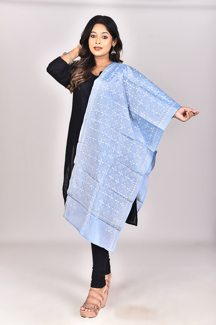 Women's Blended Silk Kantha Dupatta