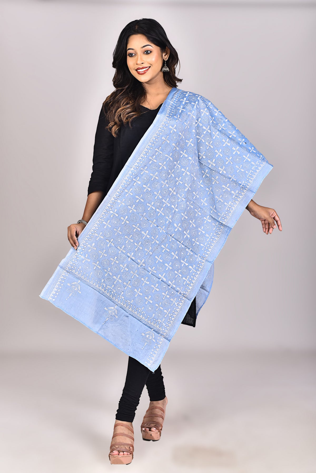 Women's Blended Silk Kantha Dupatta