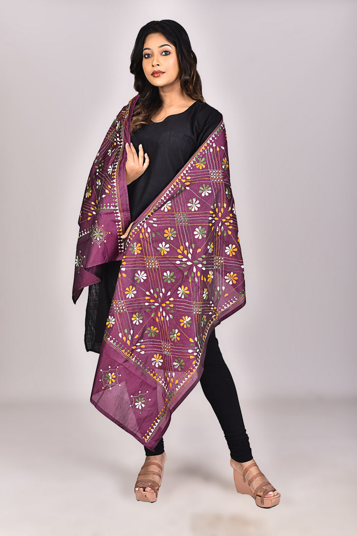 Women's Blended Silk Kantha Dupatta