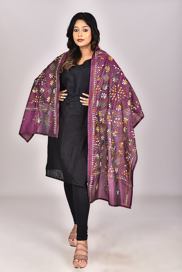 Women's Blended Silk Kantha Dupatta