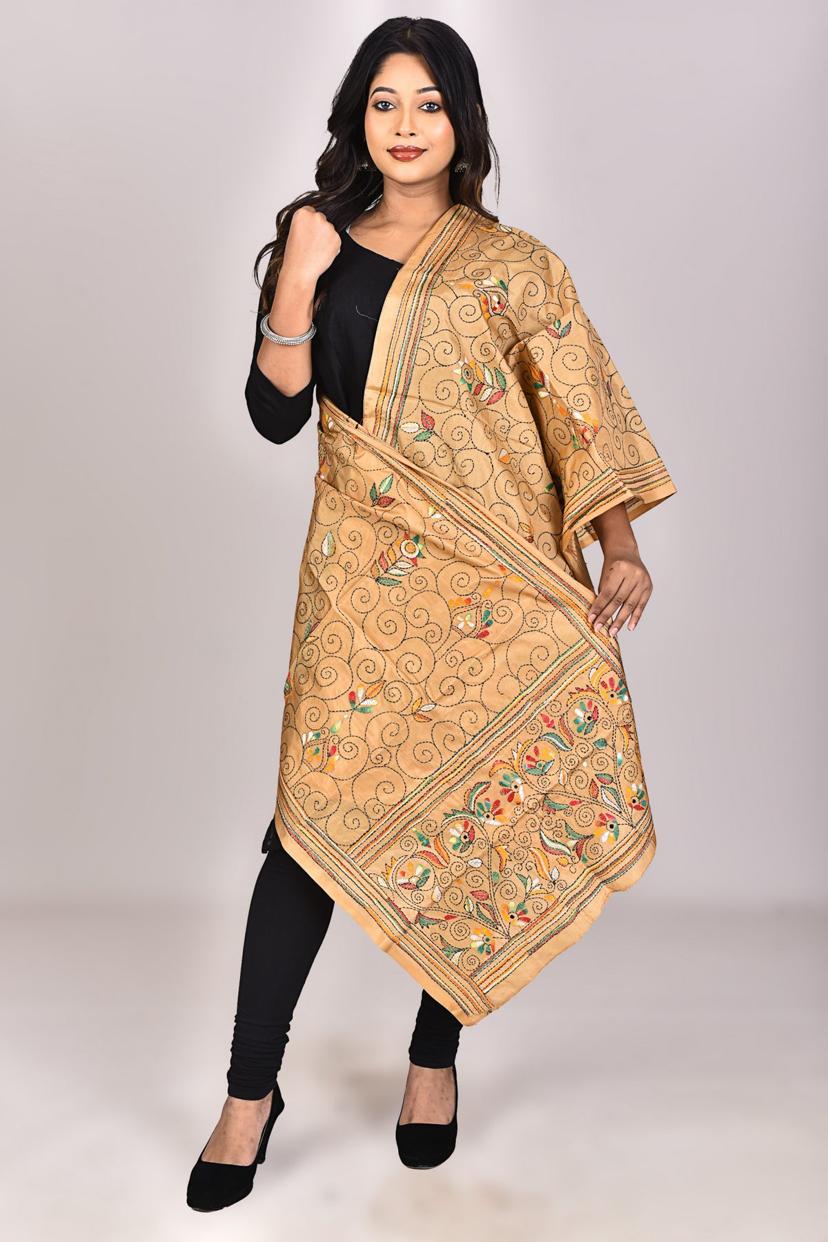 Women's Blended Silk Kantha Dupatta