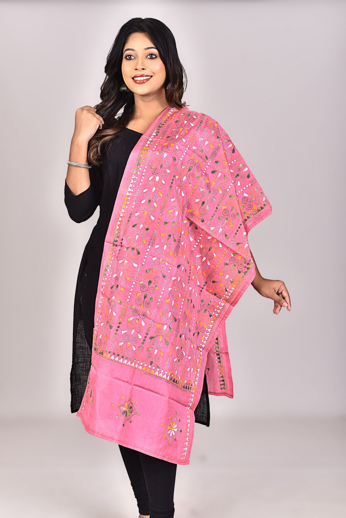 Women's Blended Silk Kantha Dupatta