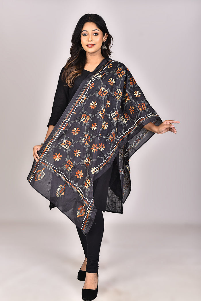 Women's Blended Silk Kantha Dupatta