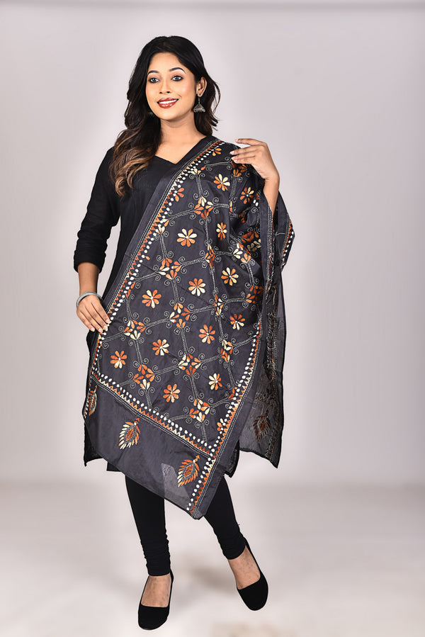 Women's Blended Silk Kantha Dupatta
