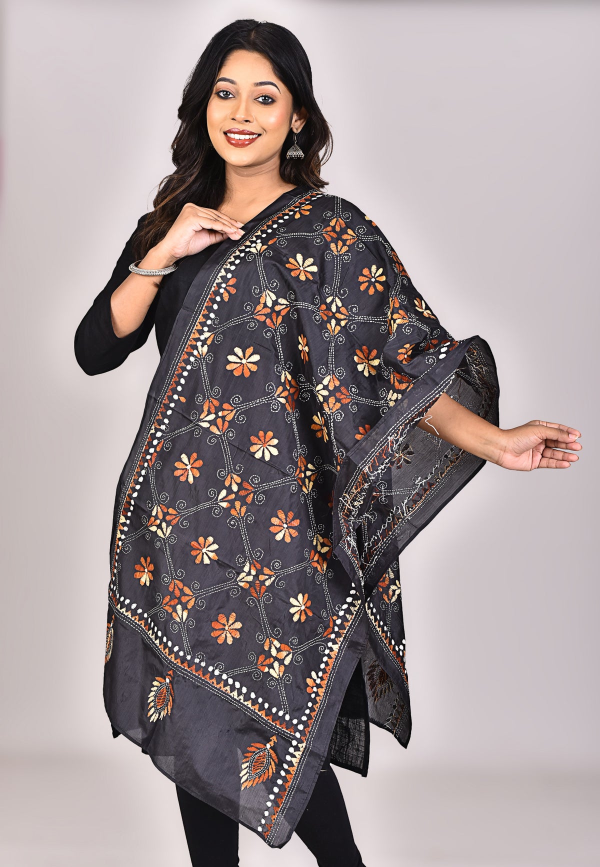 Women's Blended Silk Kantha Dupatta