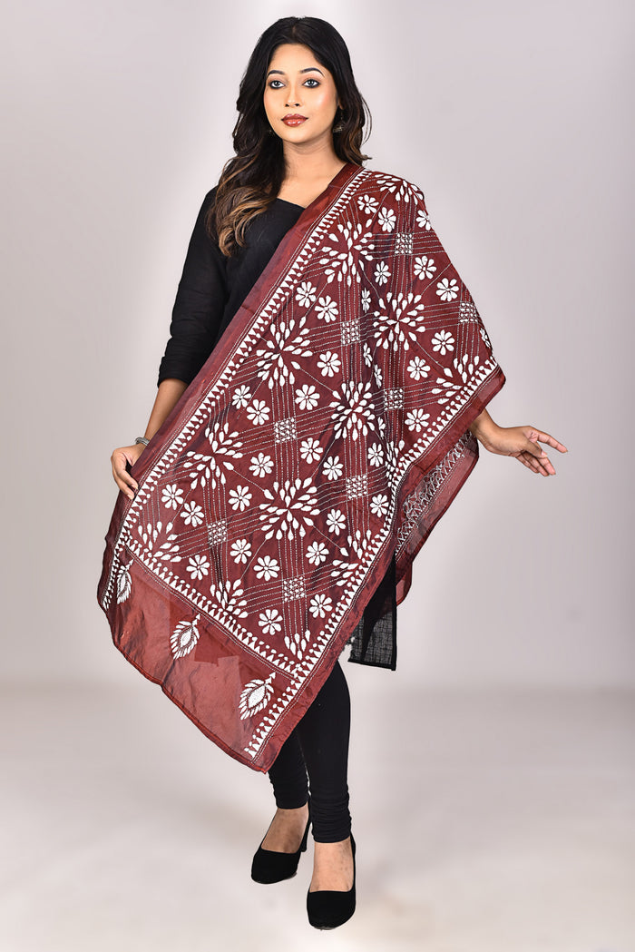 Women's Blended Silk Kantha Dupatta
