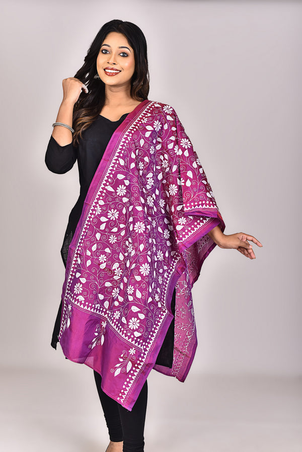 Women's Blended Silk Kantha Dupatta