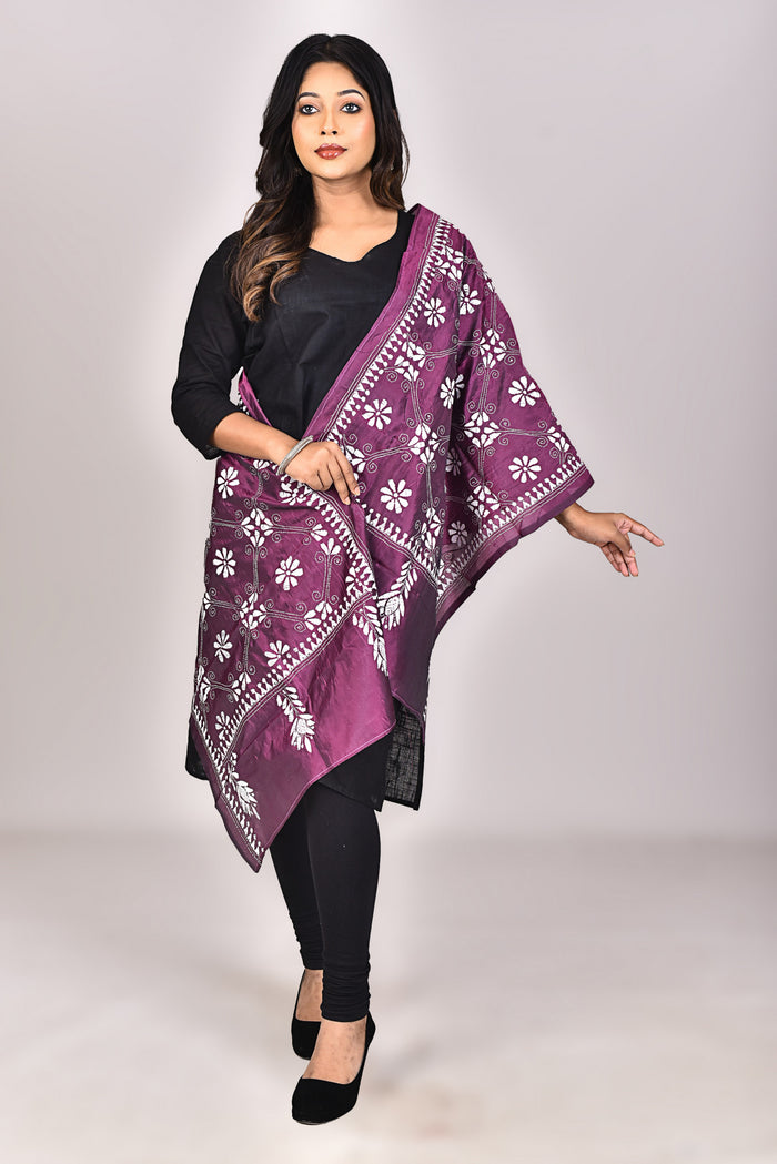 Women's Blended Silk Kantha Dupatta