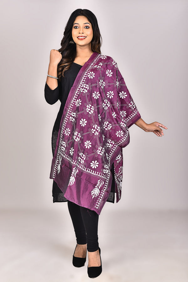 Women's Blended Silk Kantha Dupatta