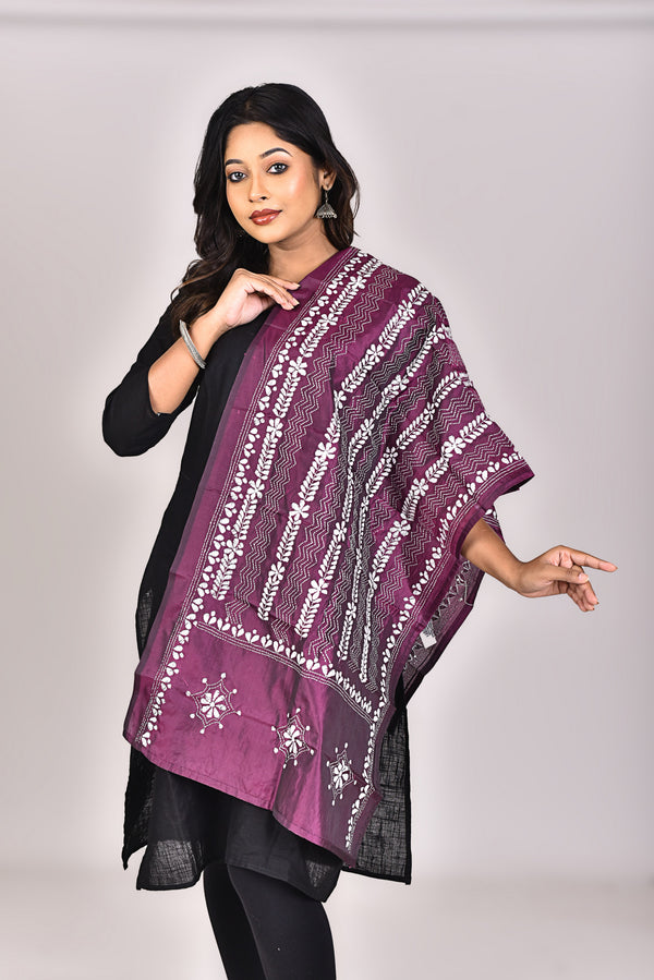 Women's Blended Silk Kantha Dupatta