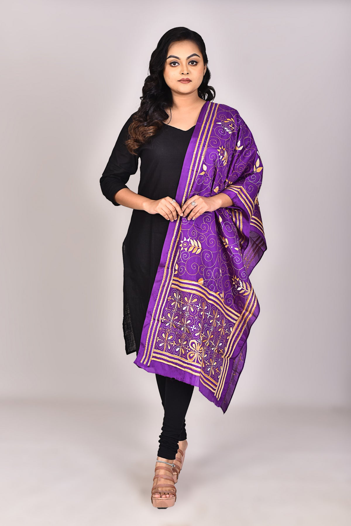 Women's Blended Silk Kantha Dupatta