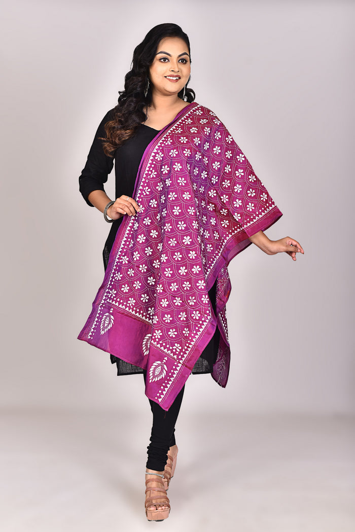 Women's Blended Silk Kantha Dupatta