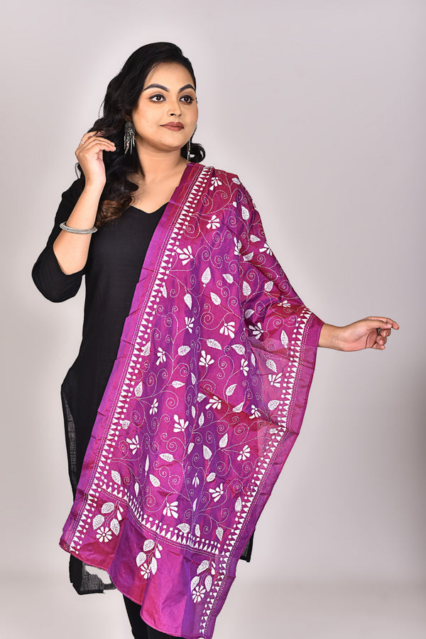 Women's Blended Silk Kantha Dupatta