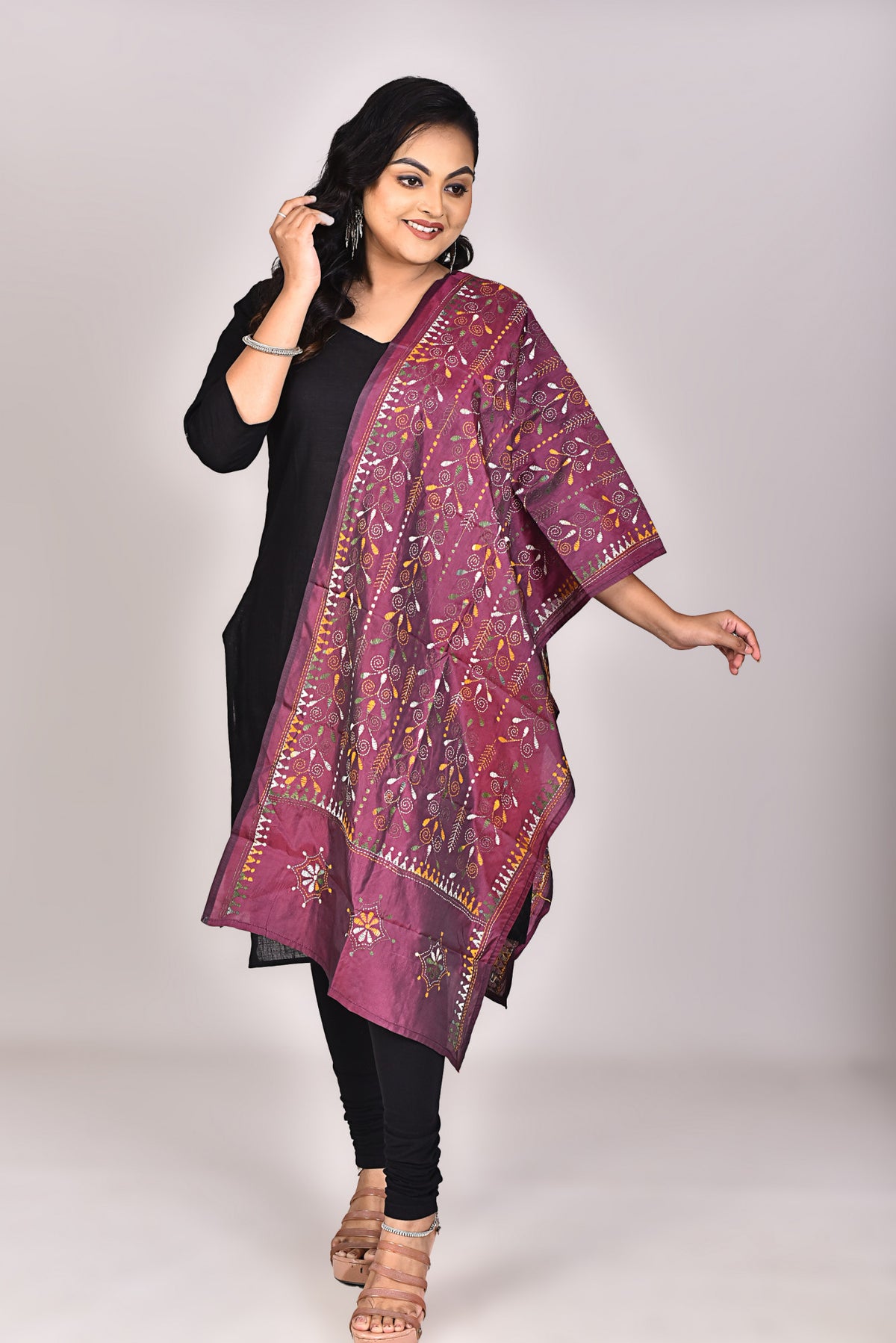 Women's Blended Silk Kantha Dupatta
