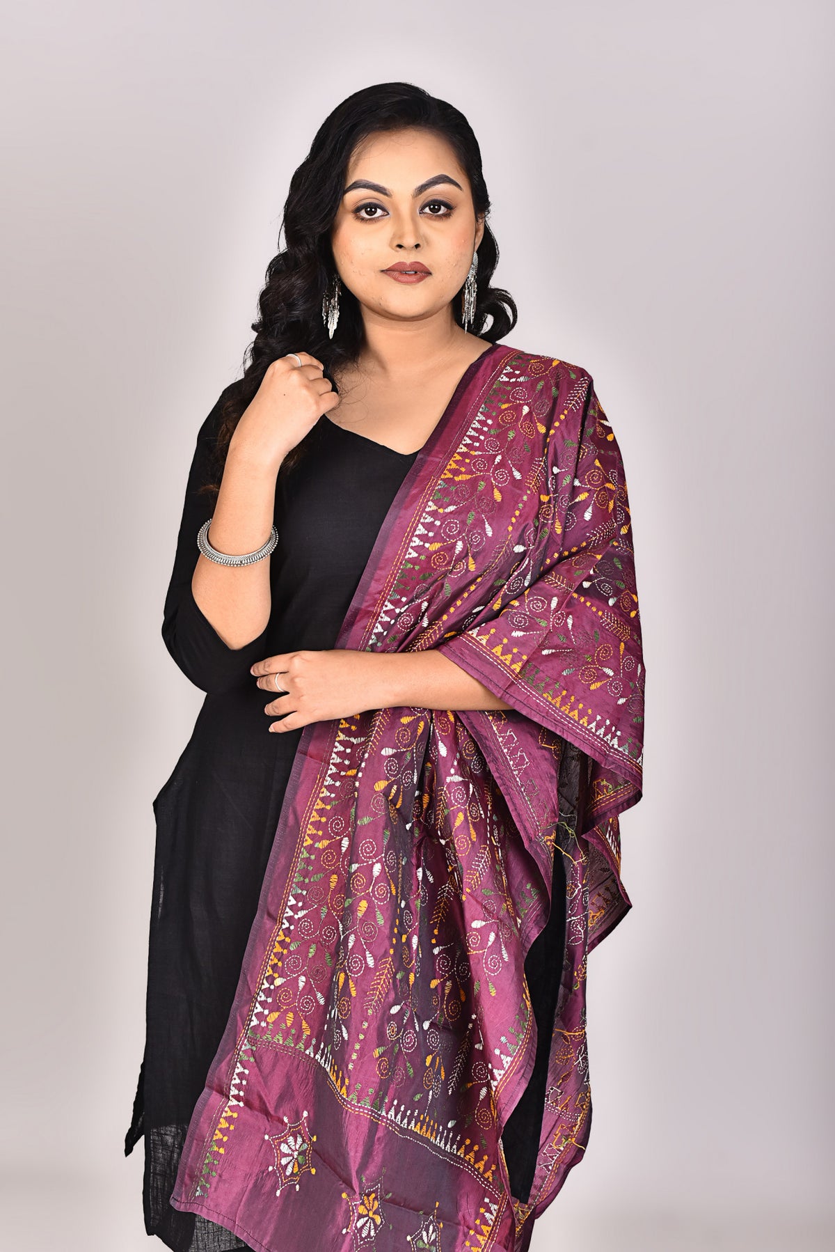 Women's Blended Silk Kantha Dupatta
