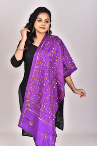 Women's Blended Silk Kantha Dupatta
