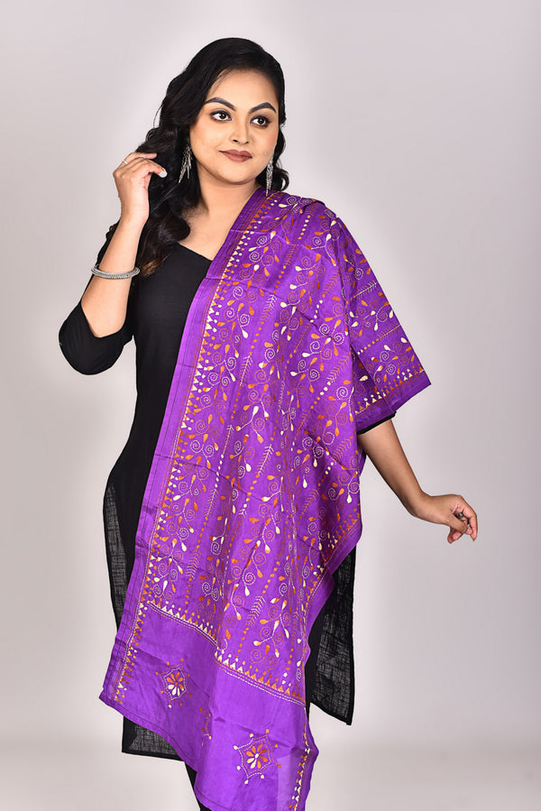 Women's Blended Silk Kantha Dupatta
