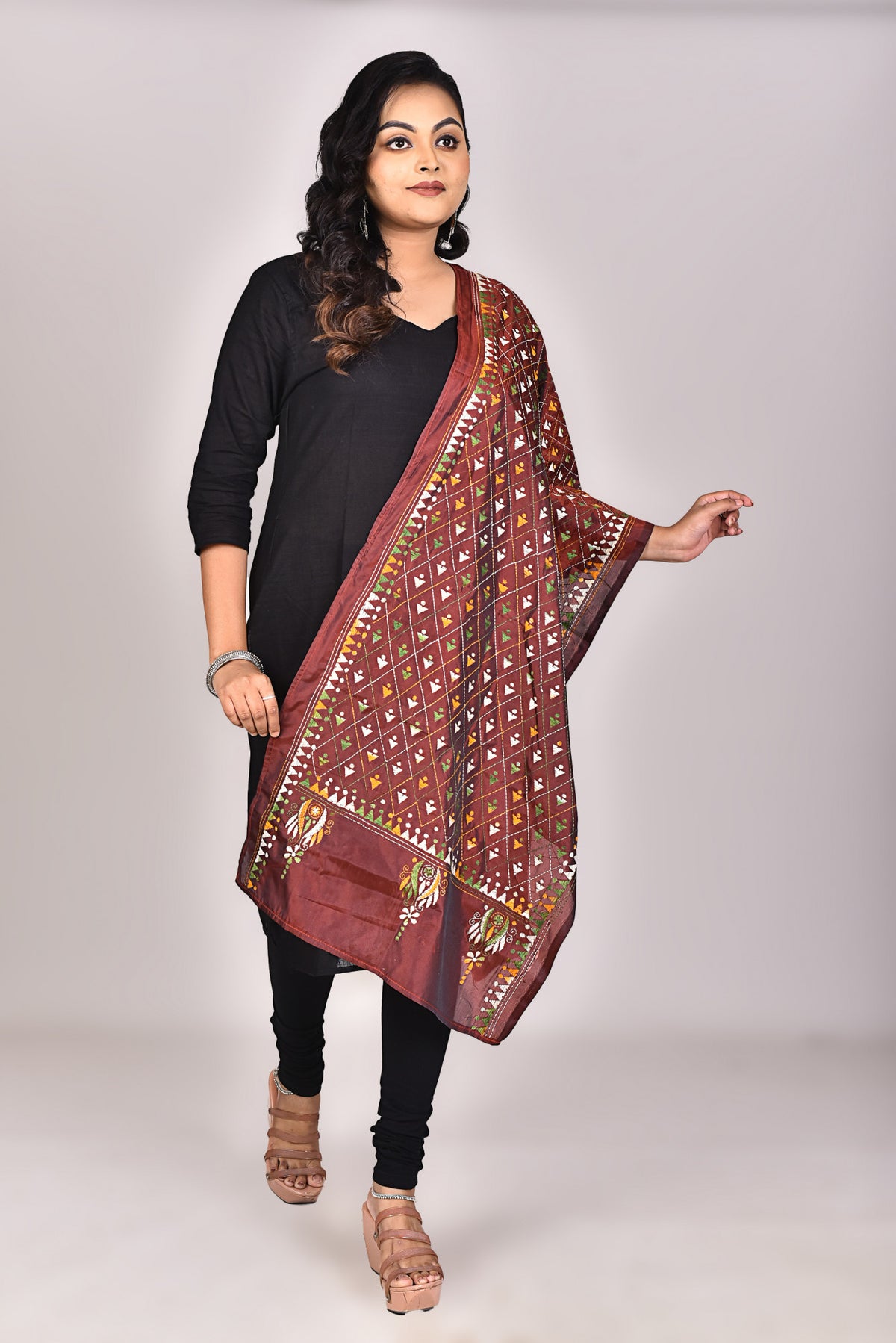 Women's Blended Silk Kantha Dupatta