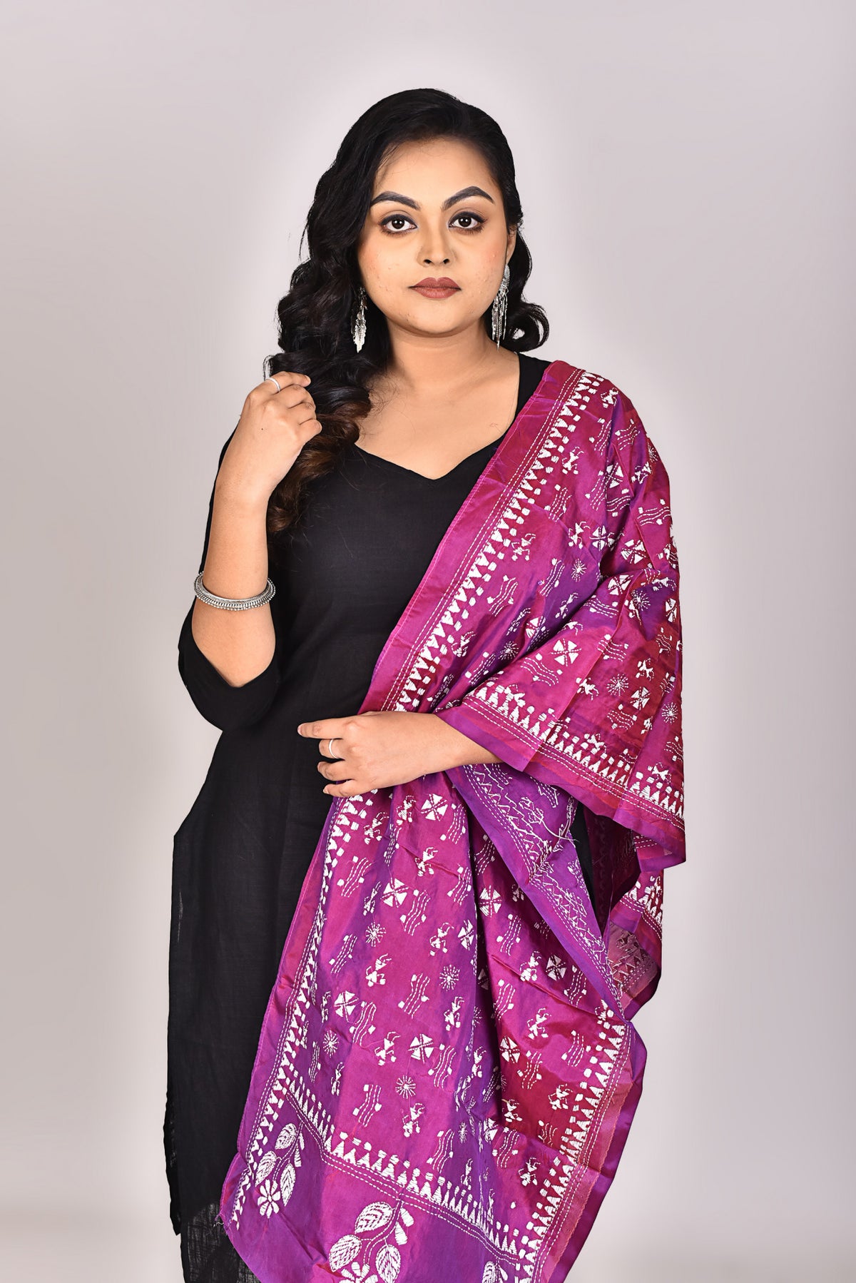 Women's Blended Silk Kantha Dupatta