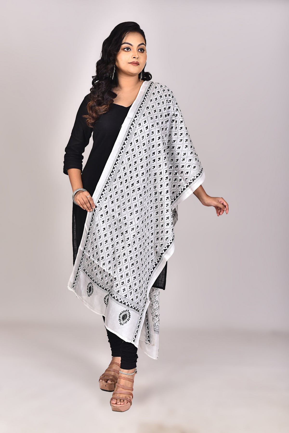 Women's Blended Silk Kantha Dupatta