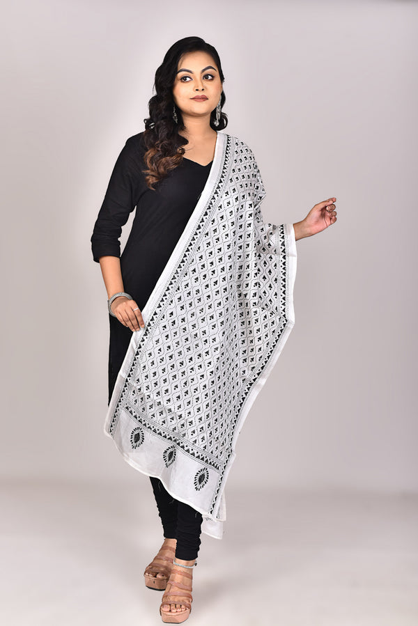 Women's Blended Silk Kantha Dupatta