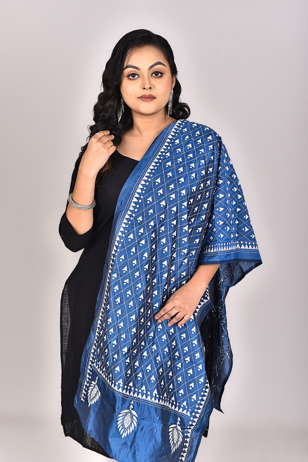 Women's Blended Silk Kantha Dupatta