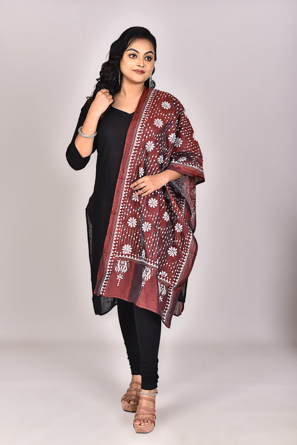 Women's Blended Silk Kantha Dupatta