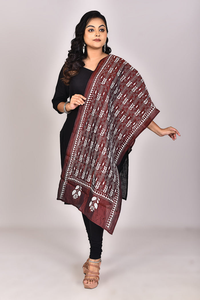 Women's Blended Silk Kantha Dupatta