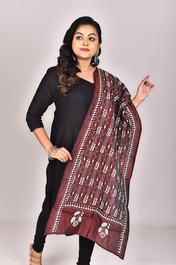 Women's Blended Silk Kantha Dupatta