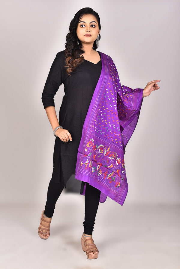 Women's Blended Silk Kantha Dupatta